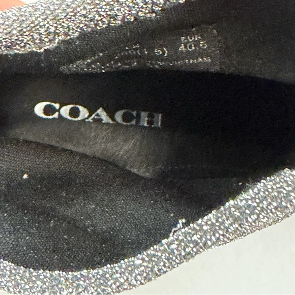 Coach Silver‎ Gray Glitter Stretch Sock Booties Beaded Pointed Toe Heels Size 10 - Picture 9 of 9